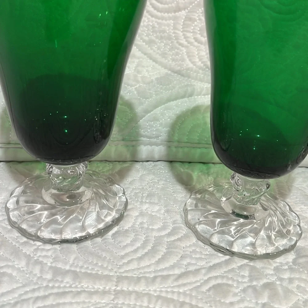 Fostoria Colonial Dame green‎ glasses, set of 8